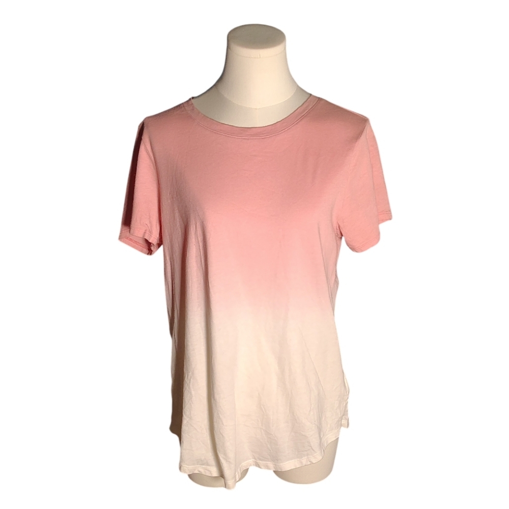 EUC Old Navy 100% Cotton Soft Pink White Ombre Short Sleeve Tee Size Medium